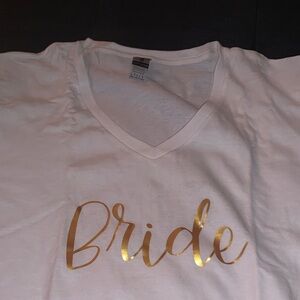 White Bride 👰🏼‍♀️ T-Shirt with Gold Lettering